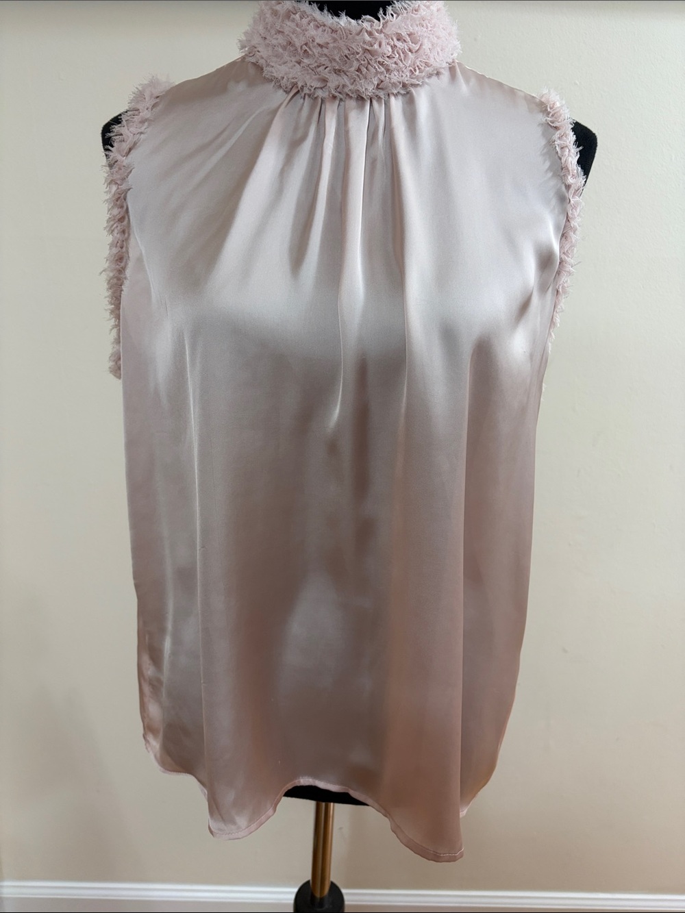 Sleeveless Satin Mock Neck Tank - Blush Pink ( 1177 )